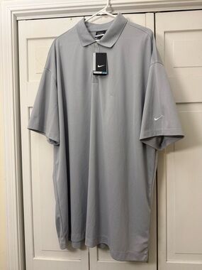 Nike Men's Gray Dri-FIT golf Polo Shirt 4XL new